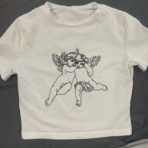 White and black printed crop top